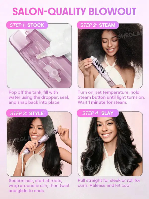 سشوار برسی بخاردار شیگلم مدل Hydra Shot Steam Blowout Brush Pro