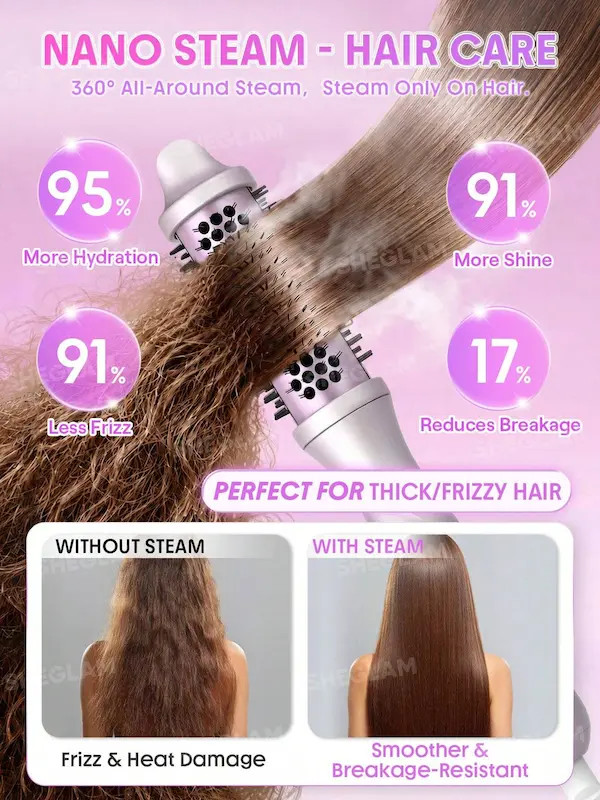 سشوار برسی بخاردار شیگلم مدل Hydra Shot Steam Blowout Brush Pro
