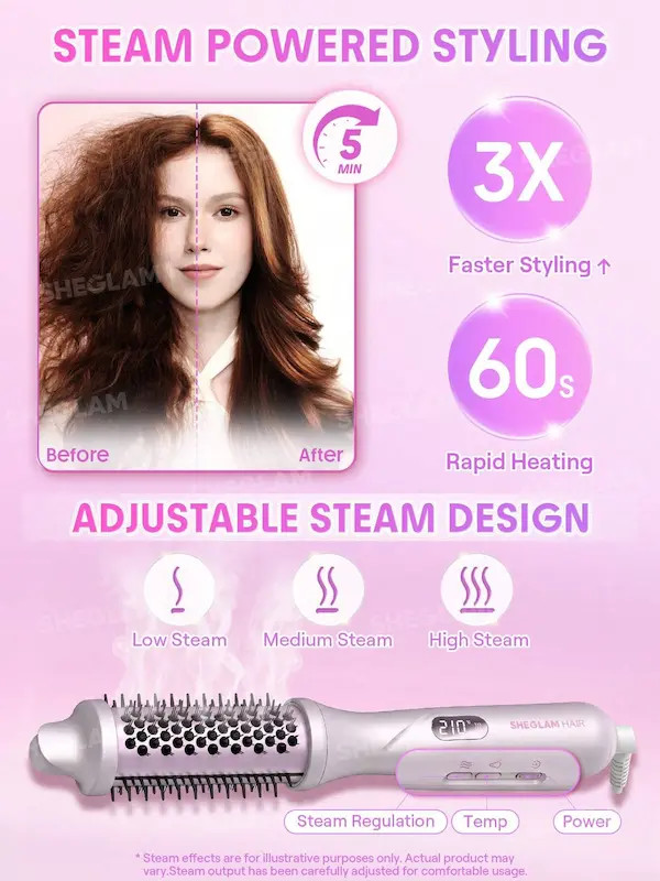 سشوار برسی بخاردار شیگلم مدل Hydra Shot Steam Blowout Brush Pro