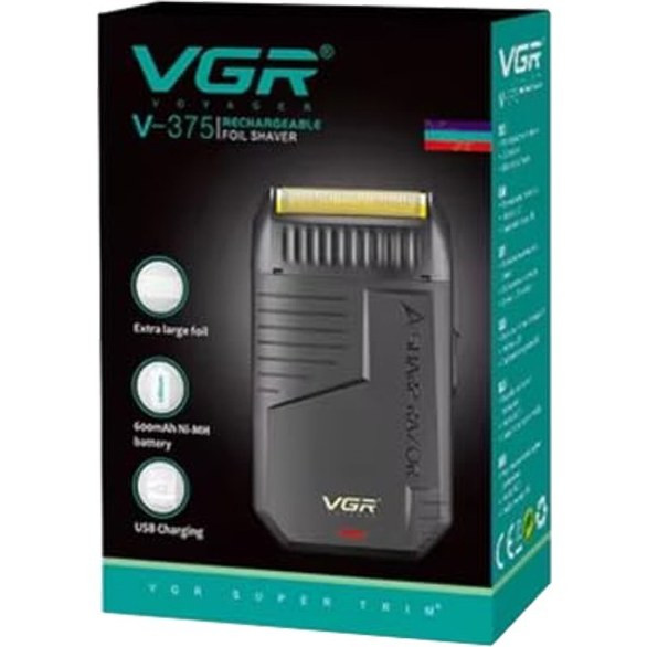 ماشین اصلاح وی جی آر مدل V-375 با تکنولوژی برش مستقیم و تیغه استیل ضد زنگ