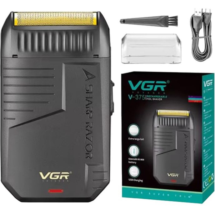 ماشین اصلاح وی جی آر مدل V-375 با تکنولوژی برش مستقیم و تیغه استیل ضد زنگ